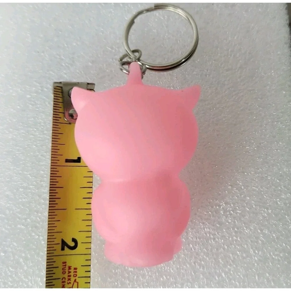 Owl Pink Rubber Squeeze Toy Eyes Pop Out Purse/Bag Charm Keychain Stress Cute 2